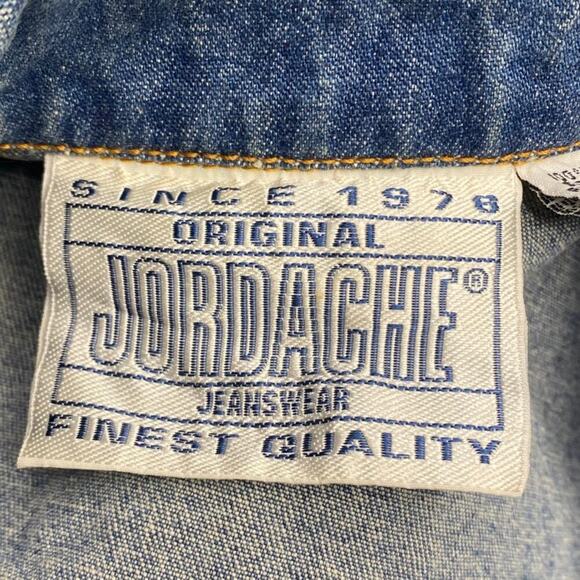 VTG Jordache Denim Jean Jacket 80s Lace Flower One Button Womens Sz M - Picture 7 of 9